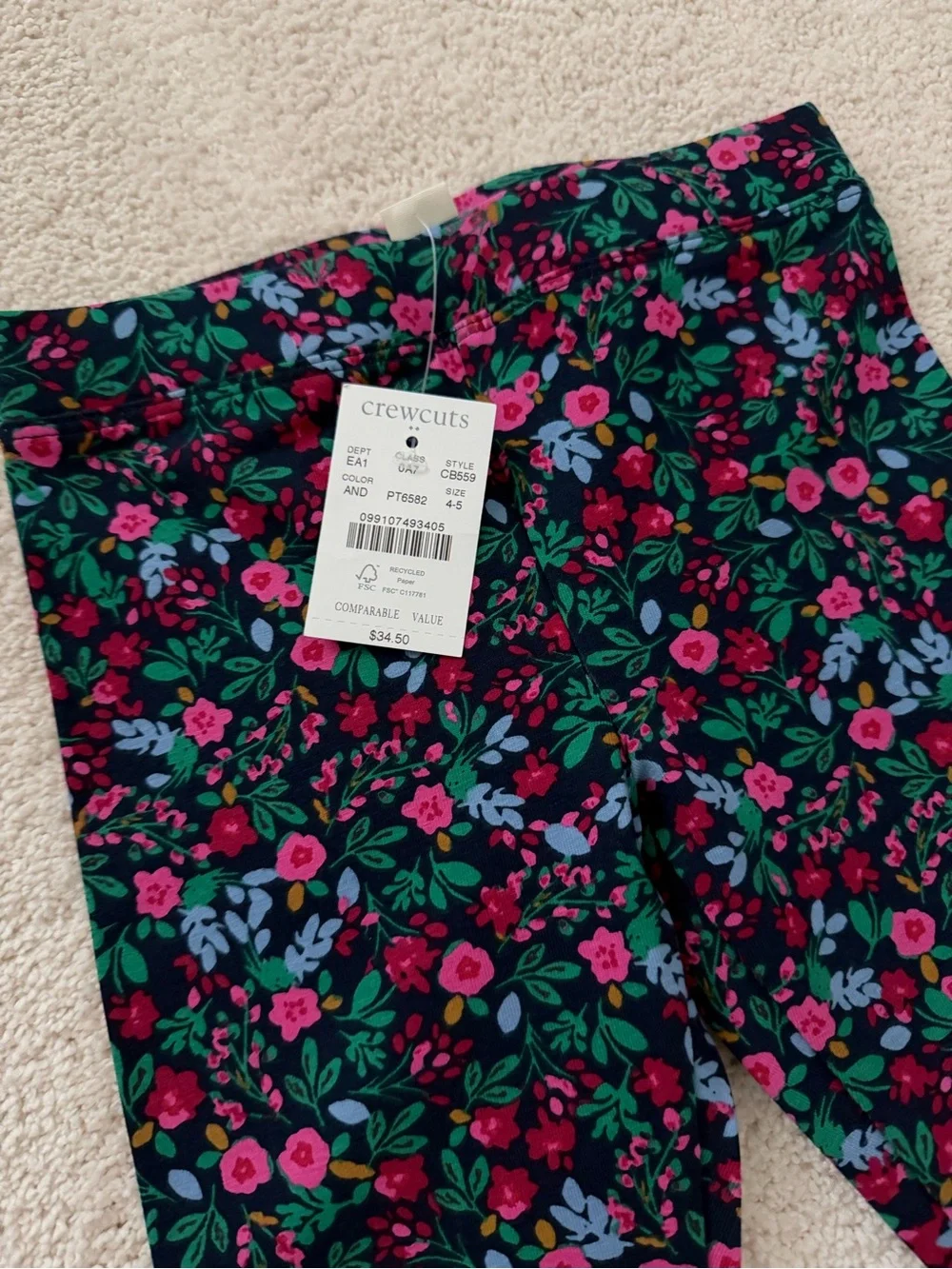 Girls XS (4-5) J. Crew Factory floral leggings. NWT!